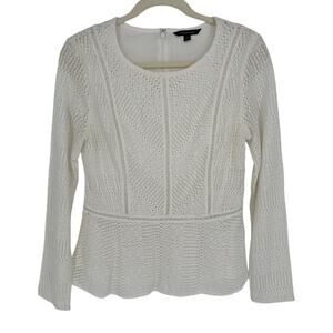 Banana Republic White Lace Peplum Blouse Coquette Party Special Ocassion S